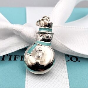 Tiffany & Co Silver Blue Enamel Snowman 925 silver  excellent box pouch